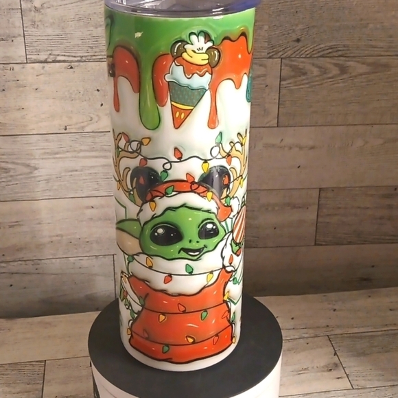 Star Wars Grogu holiday 20oz. Stainless steel handmade Tumbler - Picture 1 of 3